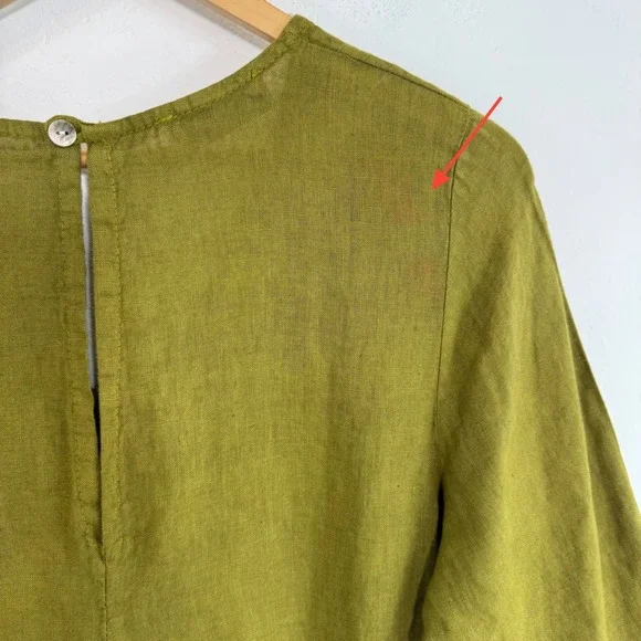 Puro Lino Italian Linen Wide Leg Jumpsuit Olive Green M Relaxed Lagenlook - Picture 15 of 15